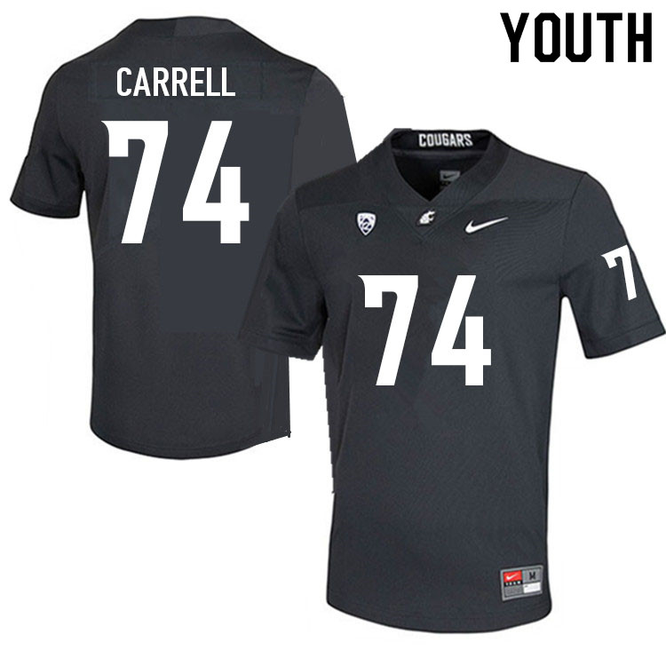 Youth #74 Sam Carrell Washington State Cougars College Football Jerseys Sale-Charcoal - Click Image to Close